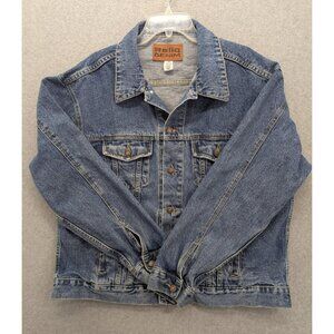 ReliQ Denim Jacket Mens XL Blue Trucker 100% Cotton Button Front Pockets Classic